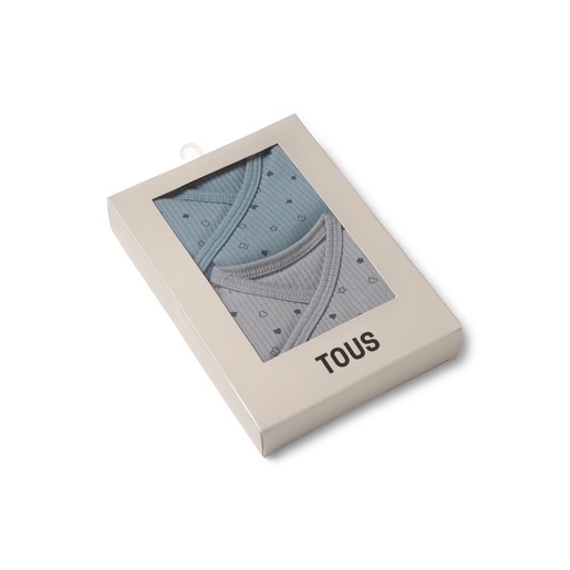 Pack of wrap-over baby bodysuits in Mini sky blue