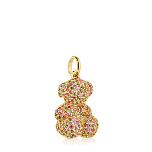 Medium gold and gems pendant Bold Bear