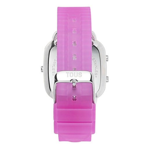 Reloj digital de policarbonato con correa de silicona fucsia D-Logo Fresh