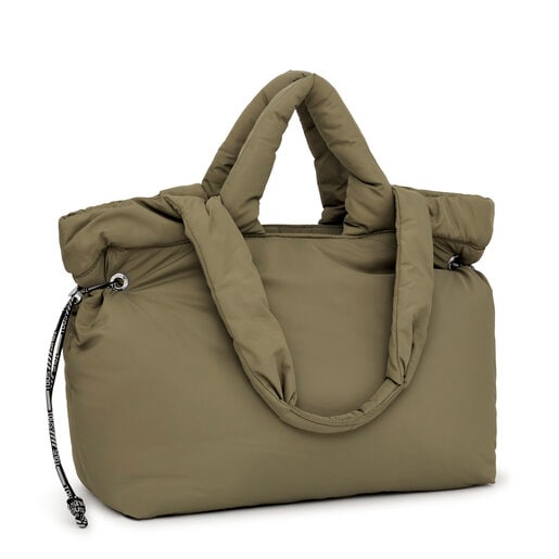 Duża torba z rączkami w kolorze khaki TOUS Carol Soft