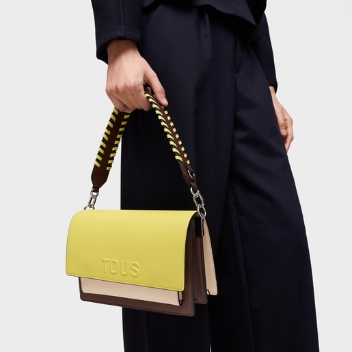 Medium lime and nude Crossbody bag Audree Saffiano