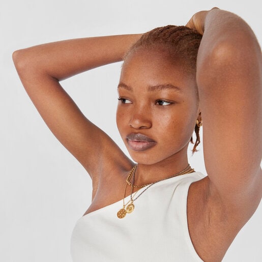 Medalla con baño de oro 18 kt sobre plata luna y estrellas Effecttous