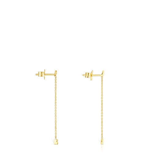 Gold TOUS Cool Joy Earrings with bear and chain | TOUS