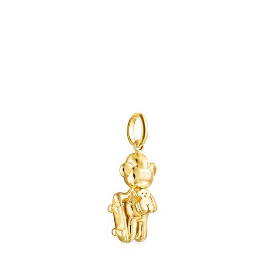 Colgante Teddy Bear skate con baño de oro 18 kt sobre plata