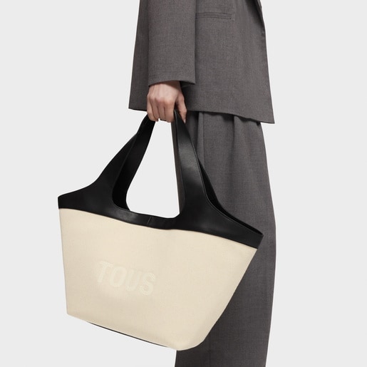Large black and beige Tote bag TOUS Lirio Canvas