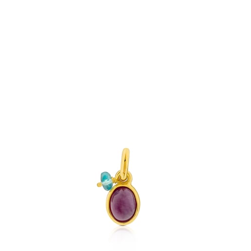 Vermeil Silver Tiny Pendant with Ruby and Apatite | TOUS