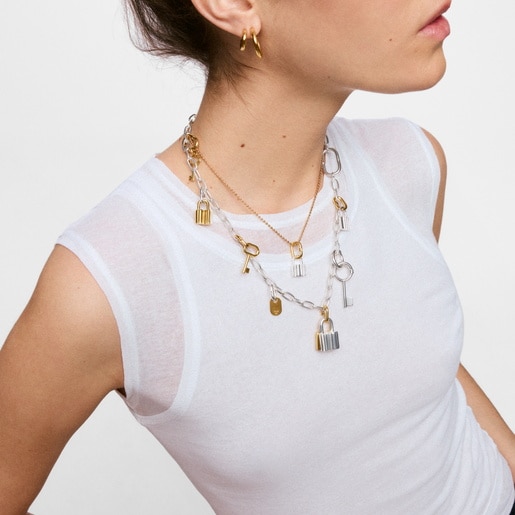 Silver padlock motif Pendant TOUS Mom