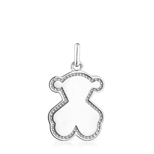 Pendentif médaille en argent silhouette ourson Efecttous