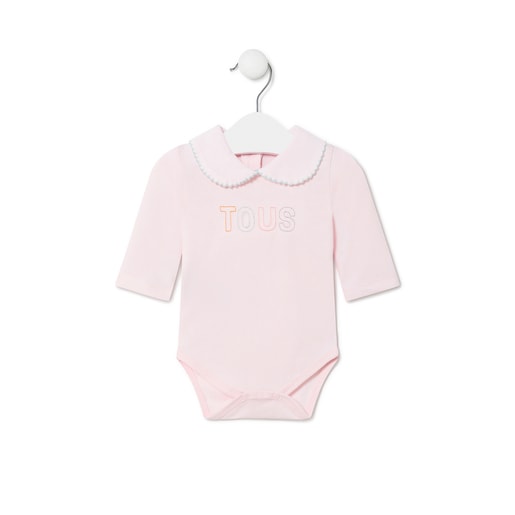 Body de bebé liso cor-de-rosa