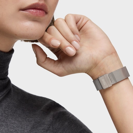 Analog Watch with steel Milanese mesh bracelet and rose-colored steel Mini Mesh