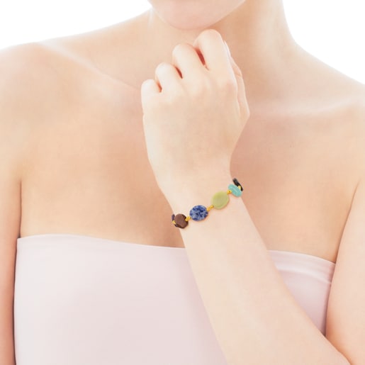 Pulsera Terra con baño de oro 18 kt sobre plata con Gemas