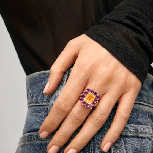 Anillo de oro con citrino y amatista TOUS ATELIER
