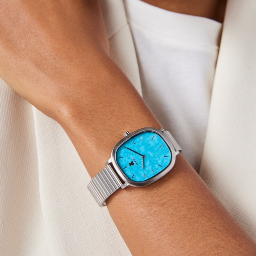 Steel Heritage Gems watch with Turquoise sphere | TOUS