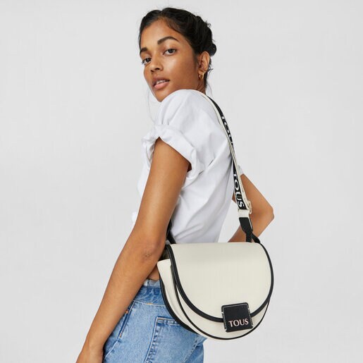 תיק צד TOUS Half-Moon בינוני בצבע בז'