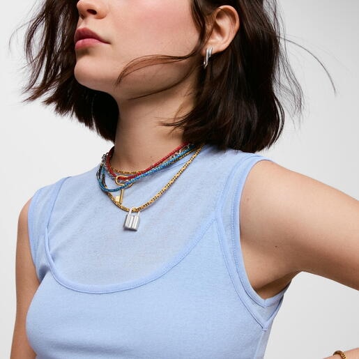 Collar con cordón amarillo y acero TOUS Basics