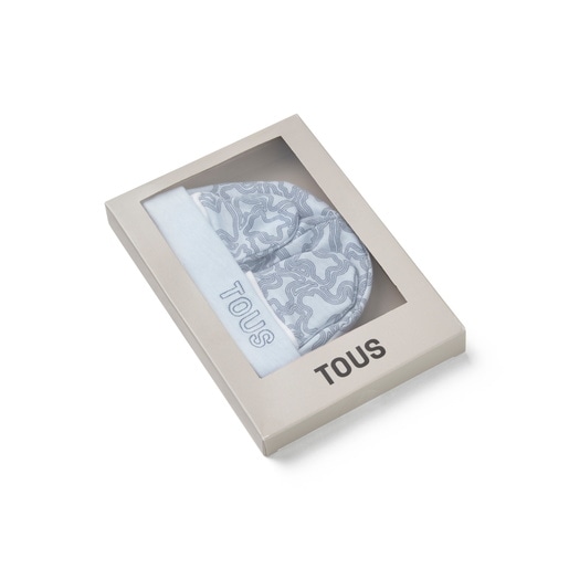 Baby hat and mittens set in KaosP sky blue