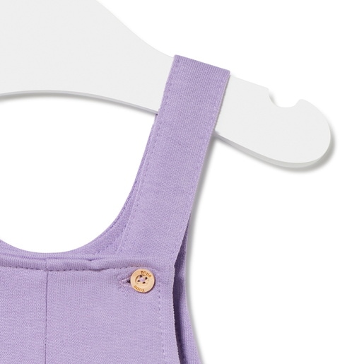 Dungarees-style baby romper in Classic lilac