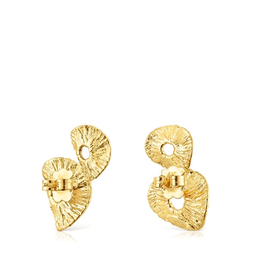 Boucles doreilles Wicker avec deux motifs en argent vermeil