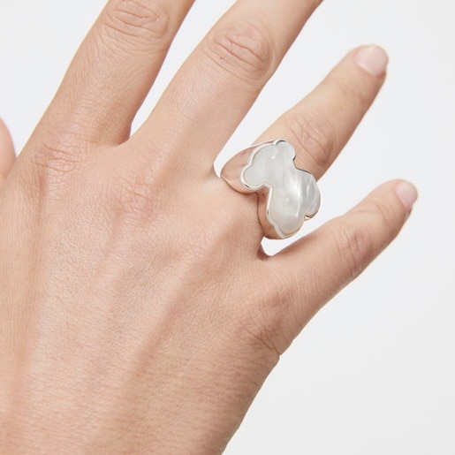 Silver TOUS Color Ring with faceted mother-of-pearl
