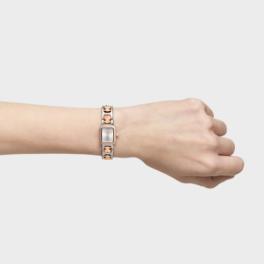 Analog watch with steel and rose-colored steel bracelet Icon Time