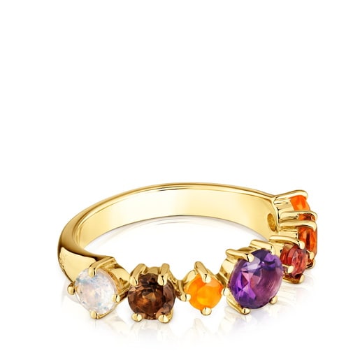 Bague en argent plaqué or 18 ct et pierres précieuses petite Sugar Party