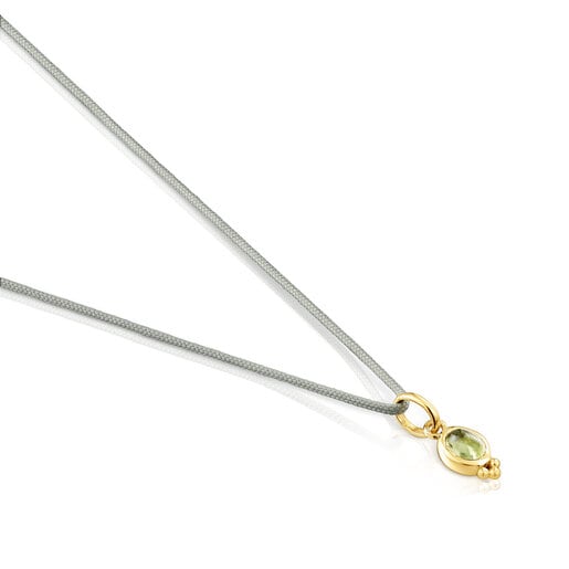 Magic Nature Necklace with peridot and gray cord