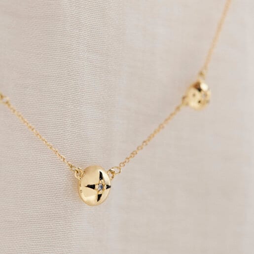 Gold Magic Nature star Necklace with diamonds