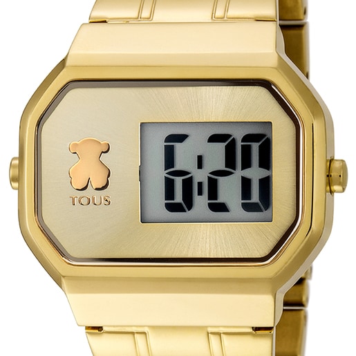 Reloj digital D-Bear Digital de acero IP dorado