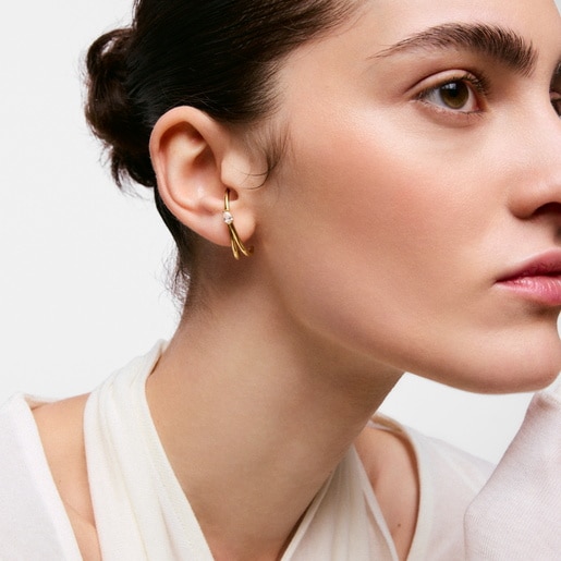 Hoop earrings with 18kt gold plating over silver and laboratory-grown diamonds Lio LGD