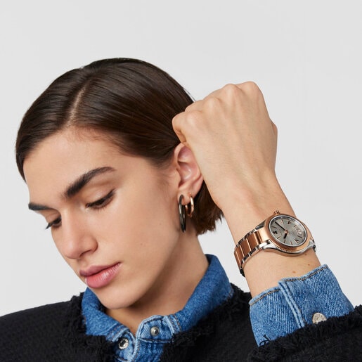 Montre ST bicolore en IP rosé/acier