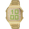 Relógio digital com bracelete em aço IPG dourado e caixa com ledes D-BEAR