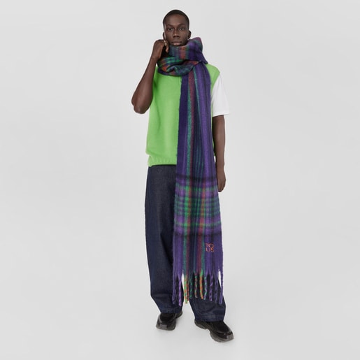 Purple TOUS Olympe Check Scarf