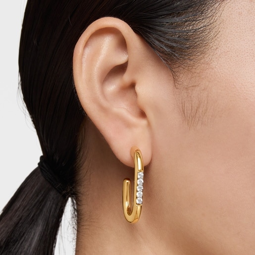35 mm Hoop earrings with 18kt gold plating over silver and laboratory-grown diamonds Line LGD