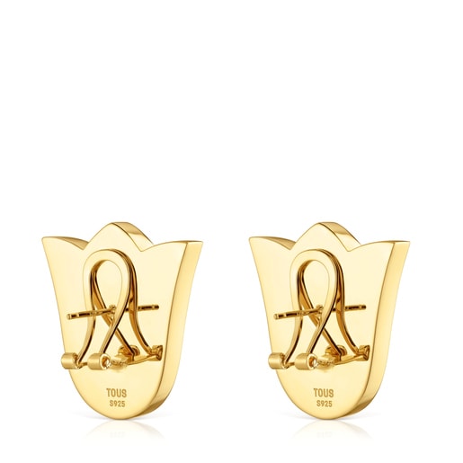 Aretes tulipa con baño de oro 18 kt sobre plata 29 mm Sweet Dolls