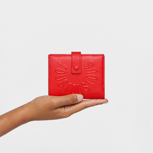 Red leather Flap Card wallet TOUS Miranda