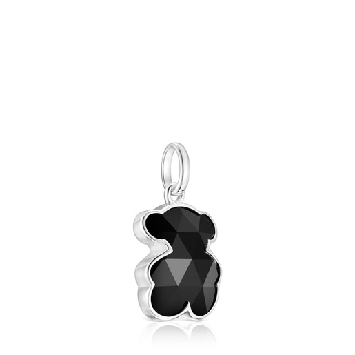 Small silver Pendant with onyx bear charm TOUS Icon Color