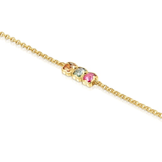 Pulsera cadena con baño de oro 18 kt sobre plata y gemas creadas en laboratorio Icon Color LGG