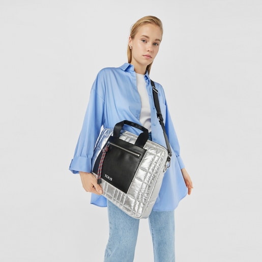 תיק מסמכים TOUS Empire Padded בצבע כסוף