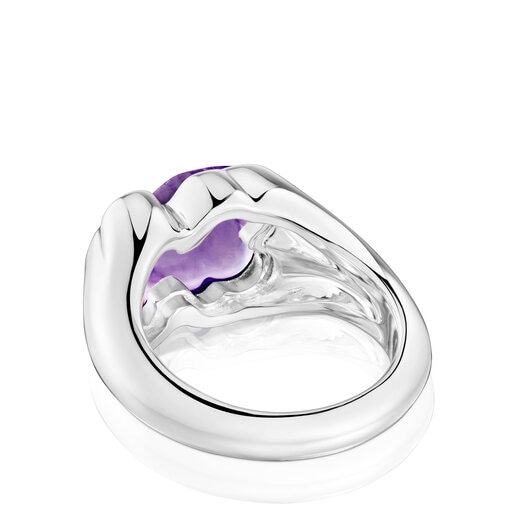 TOUS Silver and amethyst bear Signet ring Bold Motif | Westland Mall