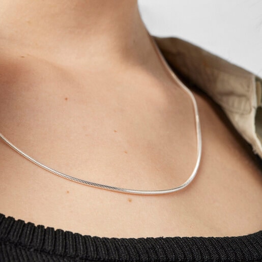 Средняя серебряная цепочка 50 см TOUS Chain 1,4 мм, на шнурке.