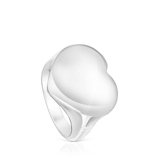 Silver Bold Motif heart Signet ring
