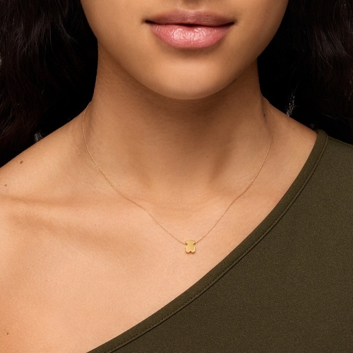 Short gold Necklace with mm bear motif Sweet Dolls