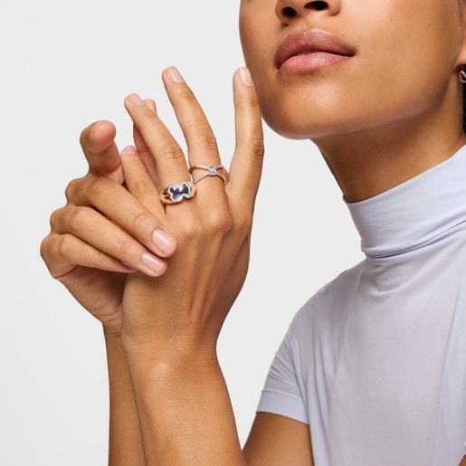 Anillo mediano de plata y espinela azul creada en laboratorio Icon Color LGG