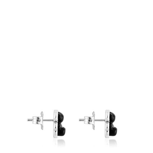 Silver Bold Bear Bear earrings with onyx | TOUS