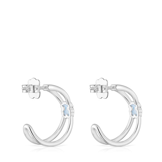 Silver Hoop earrings with laboratory-grown blue spinel Icon Color LGG