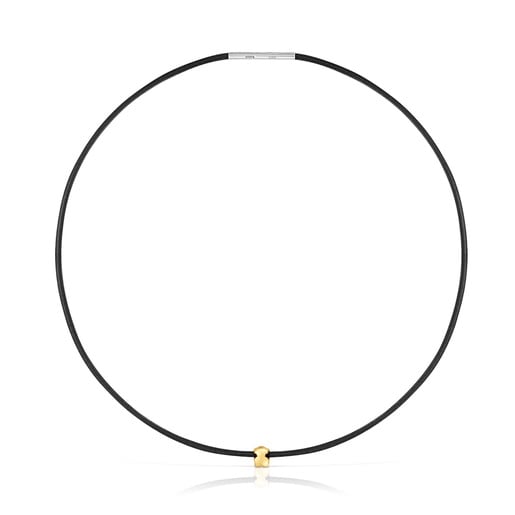 Collar oso de oro 14 kt y caucho Bold Motif