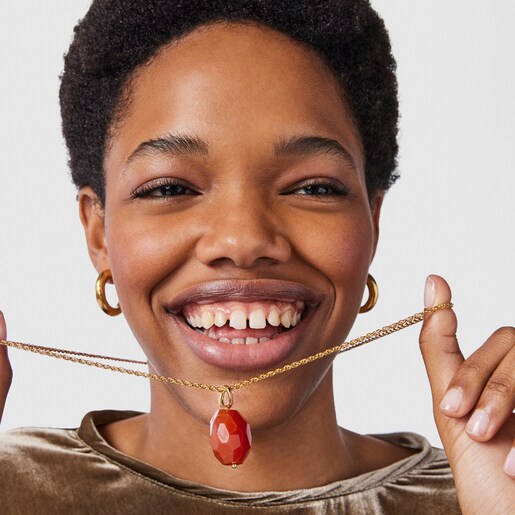 Silver vermeil Hav Pendant with carnelian