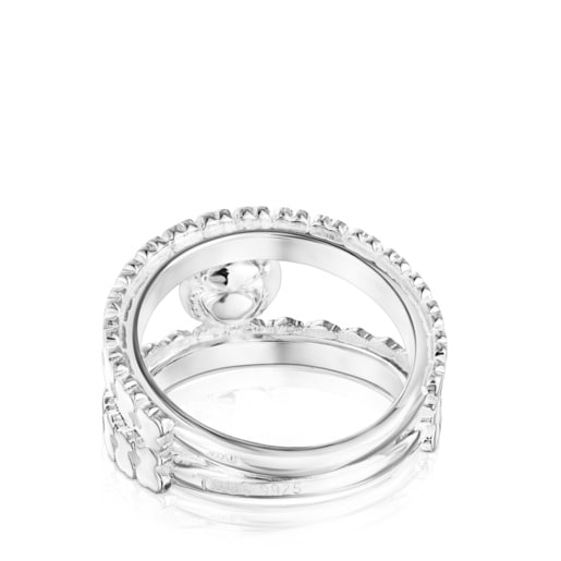 Anillo tiras de plata y perla Straight