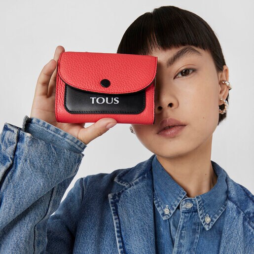 Coral-colored leather TOUS Empire Card wallet