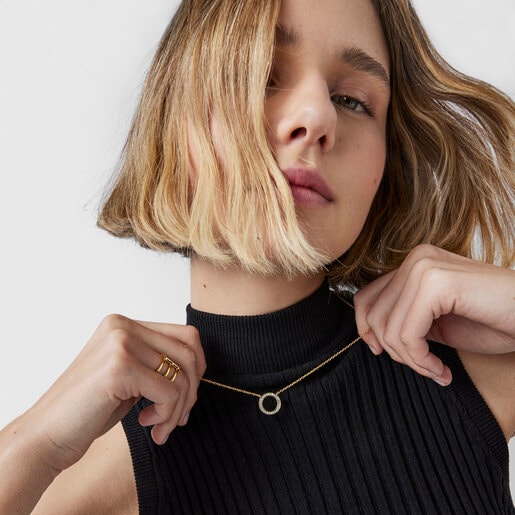 שרשרת דיסק נוקטורן ורמייל כסף עם יהלומים